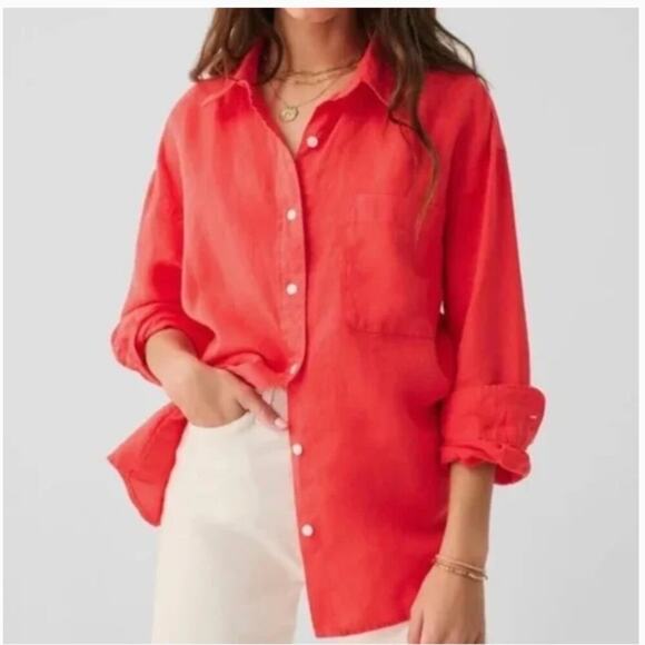 J.Jill Women's Linen Button Down Shirt Red Size L - Picture 1 of 10